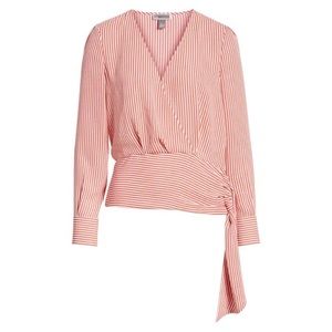 ❤️ Chelsea28 Red & White Striped Side Tie Blouse Top | XXS XS